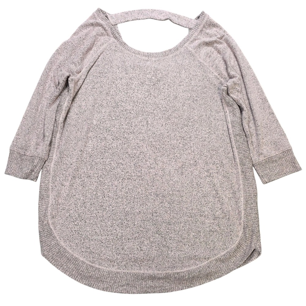 Maurices 3/4 Sleeve Knit Top Women's Size M Pink Marled Open Back Curved Hem